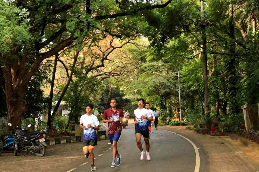 Runners mid-race